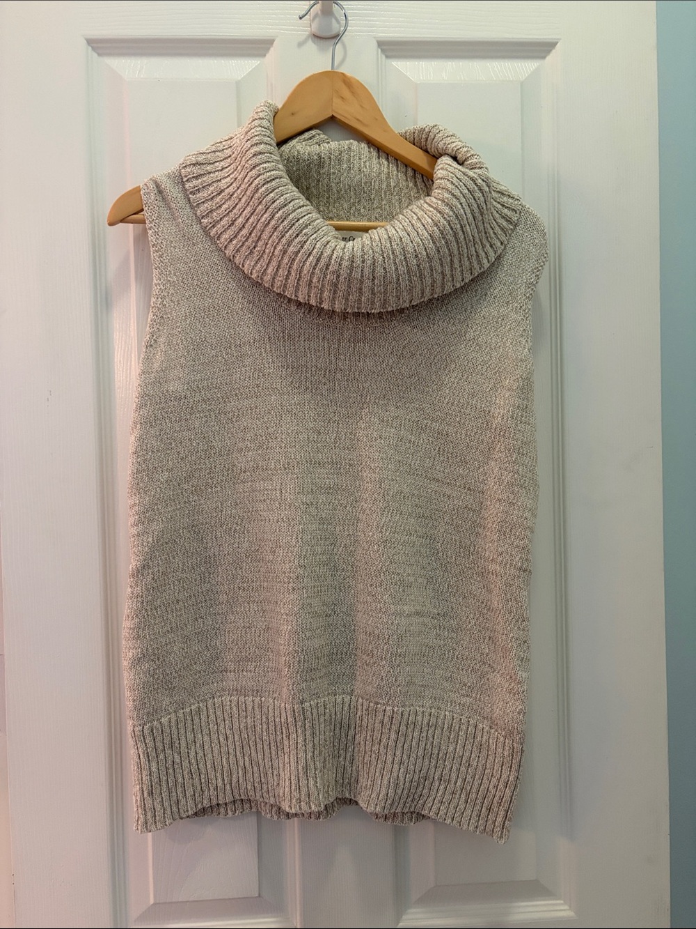 Coldwater Creek Neutral Beige Sleeveless Cowl Neck Knit Vest